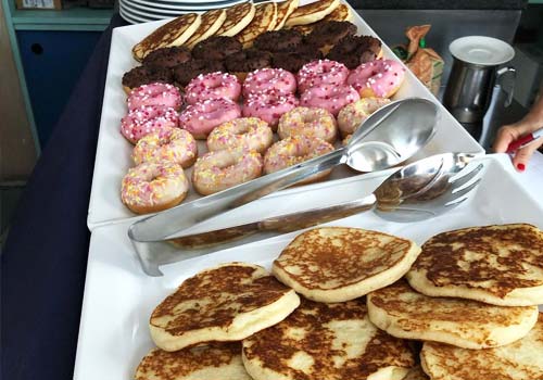 Donuts and pancakes in the morning